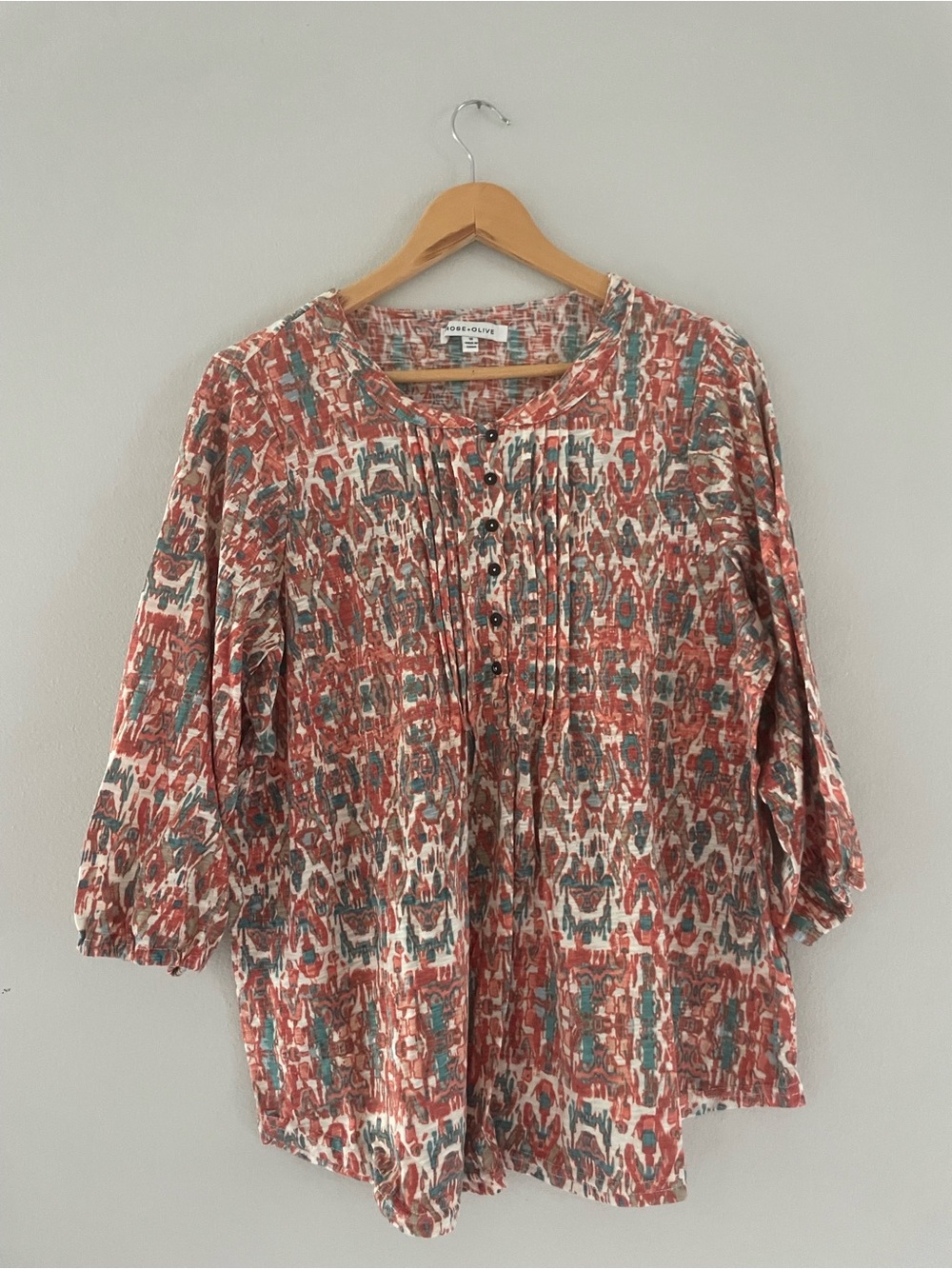 Rose & Olive Multicolor Patterned 3/4 Sleeve Blouse